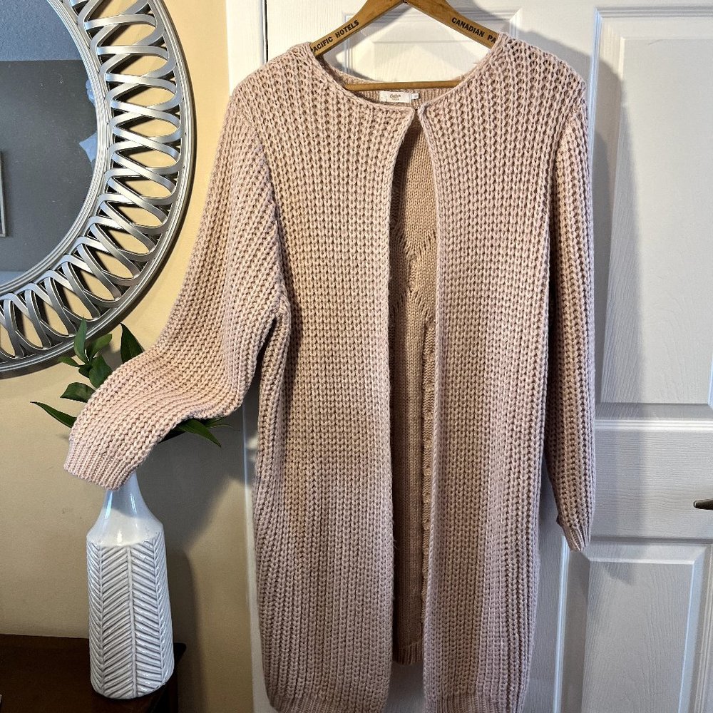Cotton Traders, light pink, cable knit cardigan